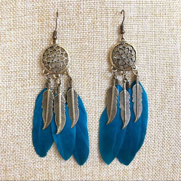 Bohemia Feather Long Design Dream Catcher Earrings - Picture 4 of 5